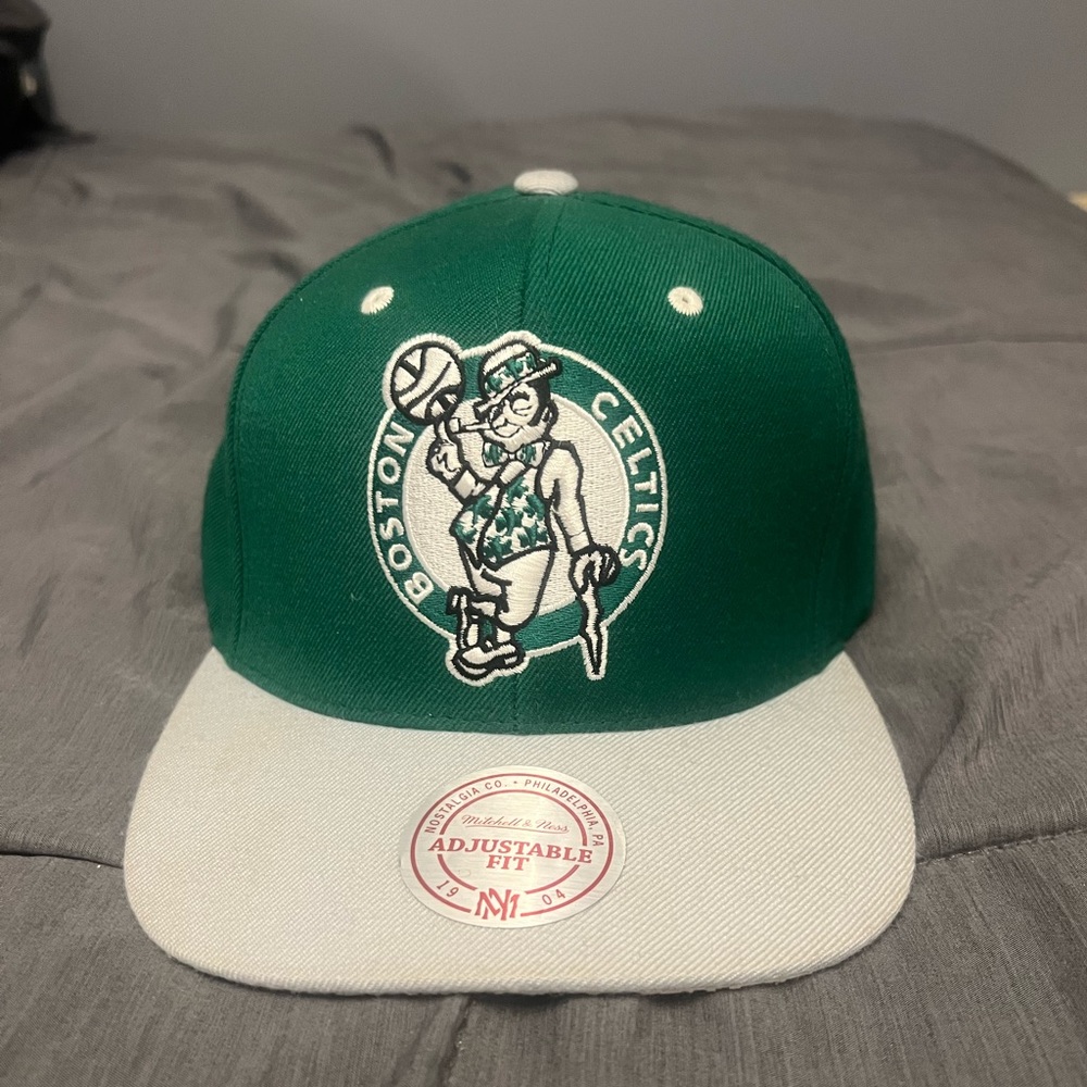 Mitchell and Ness Vintage Boston Celtics SnapBack Hat, Adjustable